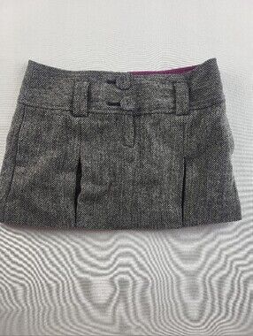 Vintage American Eagle Tweed Herringbone Pleated Mini Skirt Grey Black